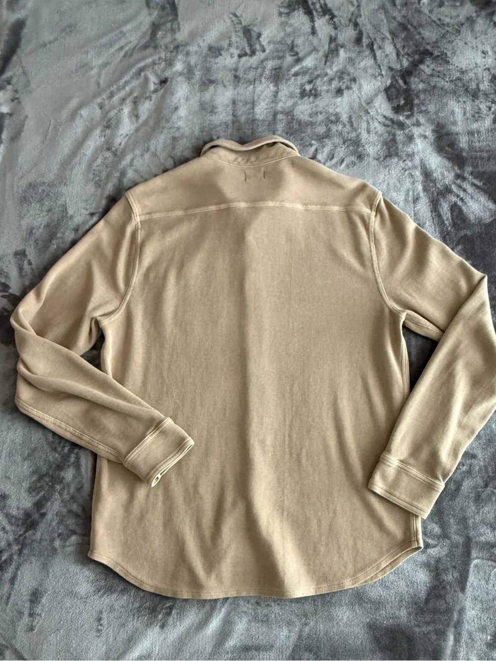 J. Crew Men's Cotton Waffle Shirt In Beige Size M Collar Long Sleeve Casual EUC
